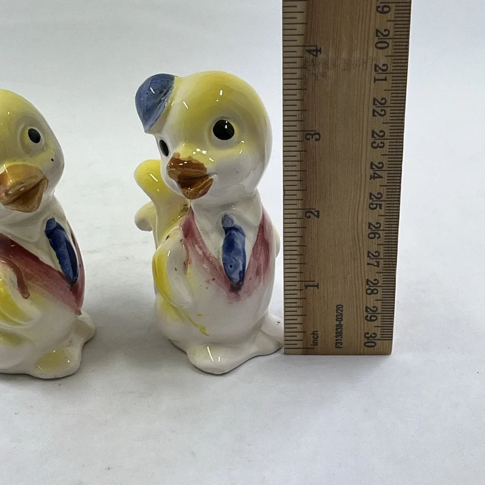Dapper Duck Chalkware MCM Anthropomorphic Kitschy Japan 50s Shelf Decor Set